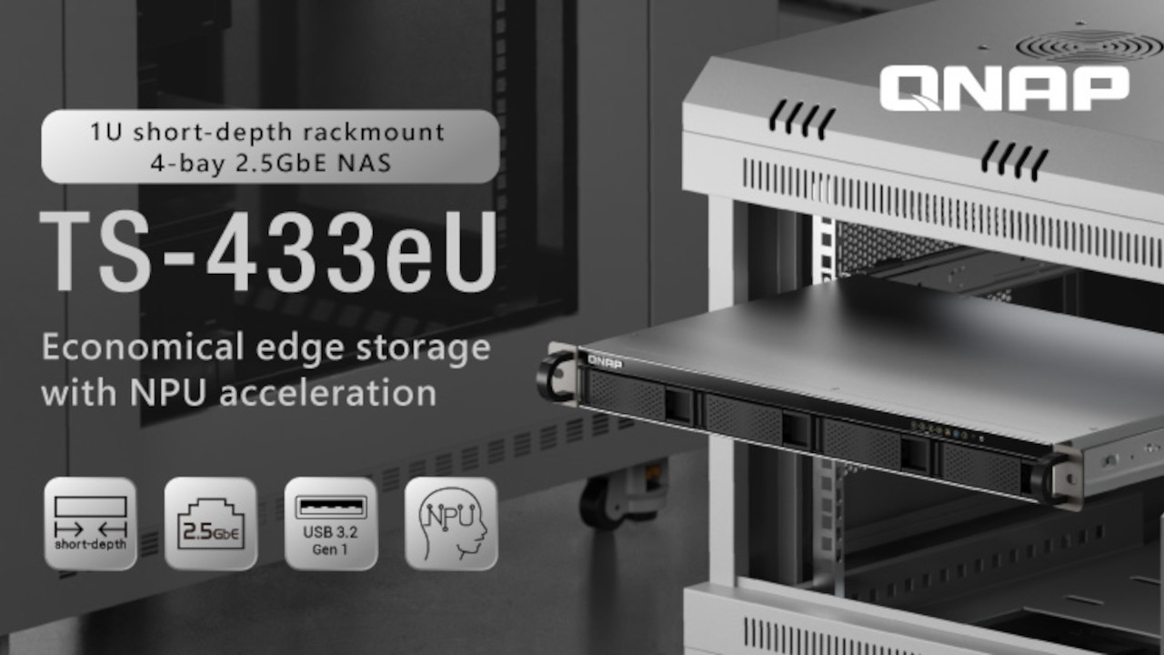 Qnap presenta NAS TS-433eU: modello da rack in formato 1U a profondità ridotta